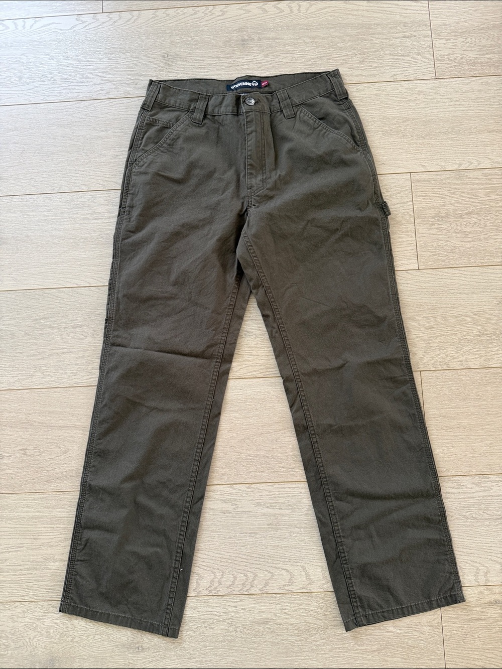 Men's Olive Green Straight-Leg Work Pants